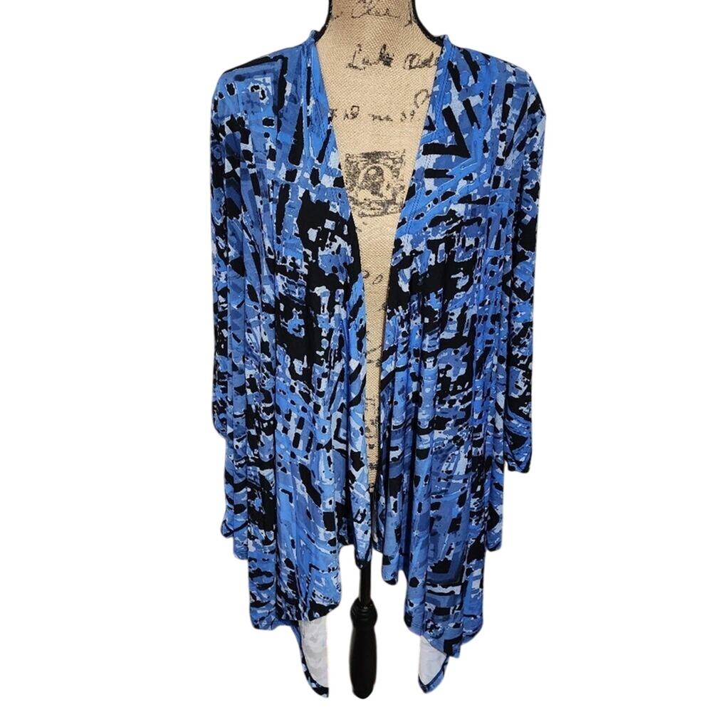 Avenue black and blue drape front jacket kimono plus size‎ 22 24 3X new!!!